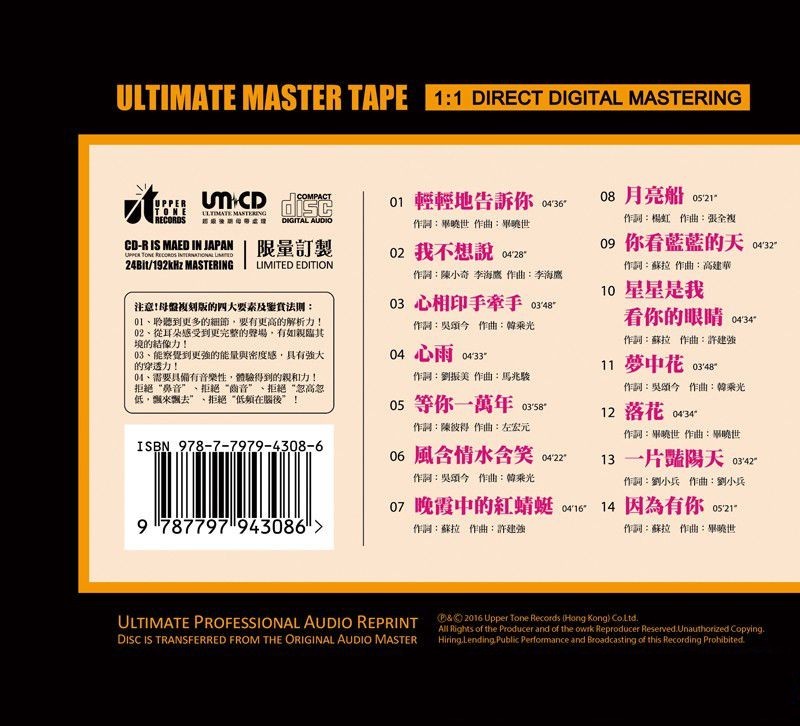 图片[2]-杨钰莹《蜕变 轻轻地告诉你 原始母带1:1直刻》[WAV+CUE][620MB]-影音屋