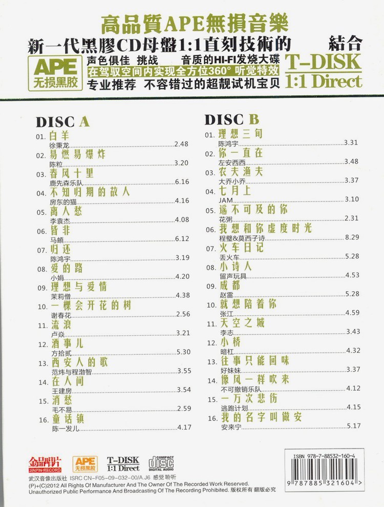 图片[2]-《城市民谣新歌精选集 抖音民谣 2CD》[WAV/分轨][950MB]-影音屋