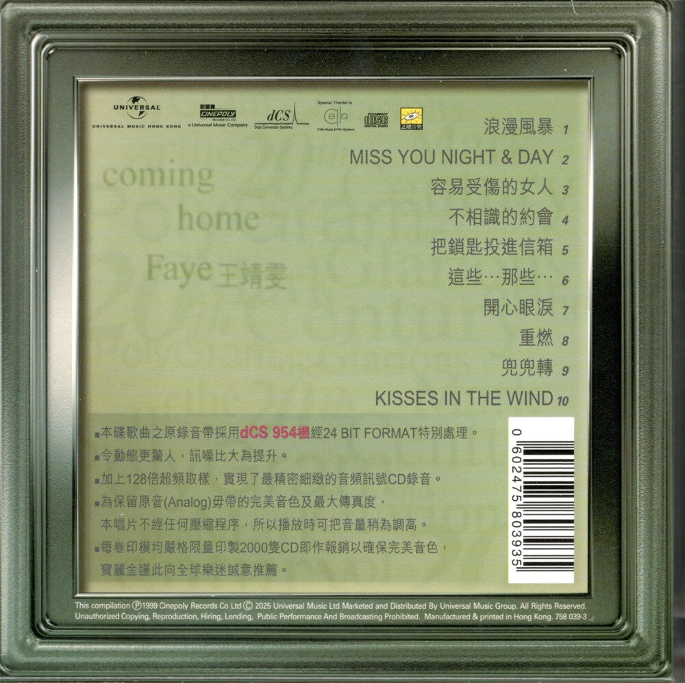 图片[2]-王菲.2025 -《Coming Home》宝丽金20世纪光辉印记[低速原抓[WAV+CUE][459M]-影音屋