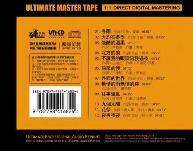 图片[2]-齐秦《辉煌十年精选集》[WAV/分轨][580MB]-影音屋