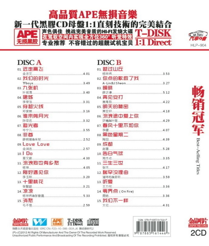 图片[2]-群星《畅销冠军 年度最红歌手新歌汇 2CD》[WAV/分轨][980MB]-影音屋