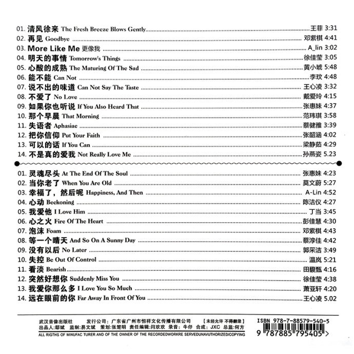 图片[2]-《港台最红女歌手 极致音效 2CD》[WAV/分轨][1GB]-影音屋