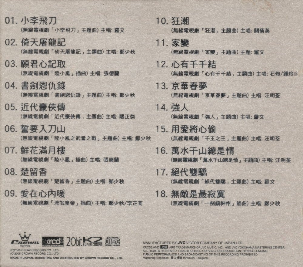 群星《家传户晓~我们三十年的主题曲XRCD》[WAV分轨][532M]-影音屋