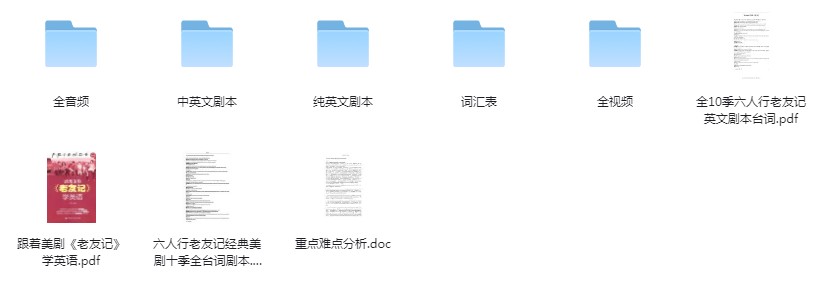 《看美剧学英语之老友记》全十季视频音频剧本台词大合集[pdf/mp3]-影音屋