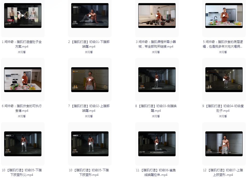 《男性腹肌打造瘦肚子全方案》视频教程 B站-闫帅奇[mp4]-影音屋