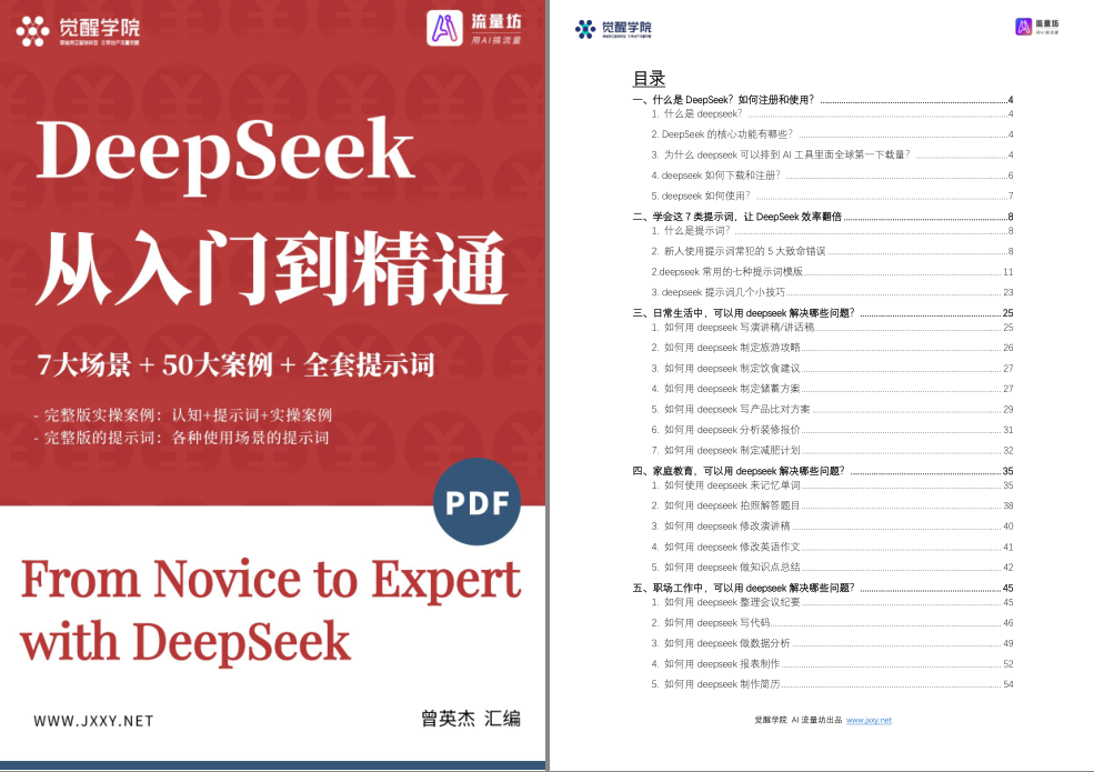 《DeepSeek从入门到精通》7大场景 50大案例 全套提示词[pdf]-影音屋