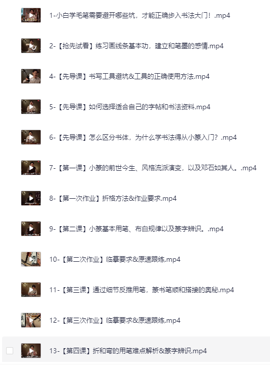 《B站精品课:熊伟零基础书法入门课》[MP4][8.44GB]-影音屋
