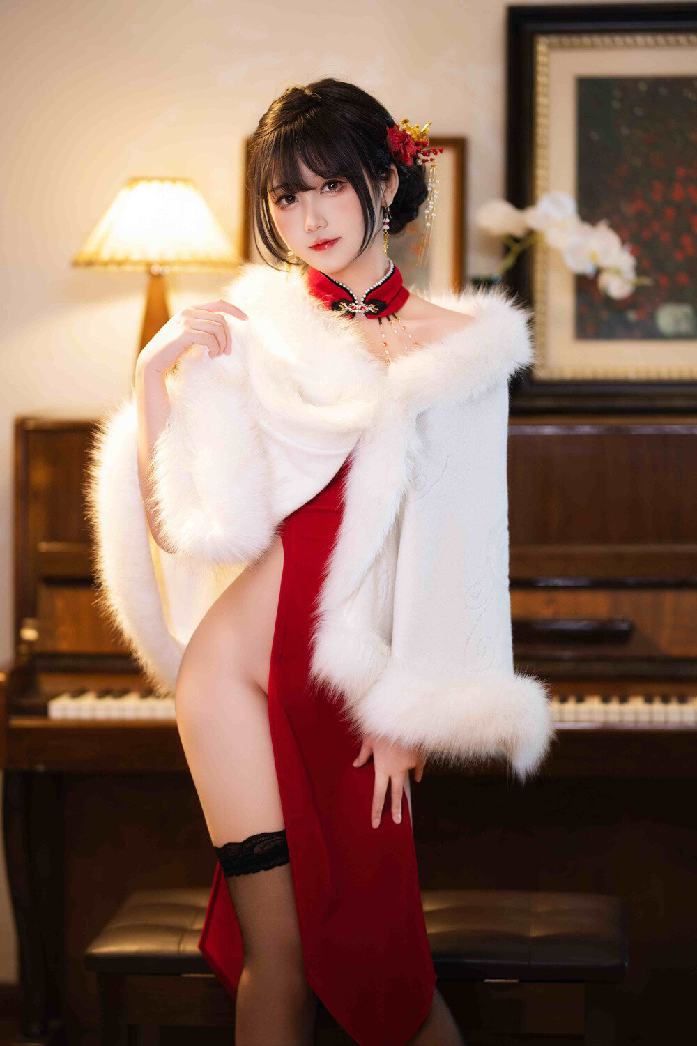 三度_69 – 红丝绒旗袍[76P-3V-705M]-影音屋