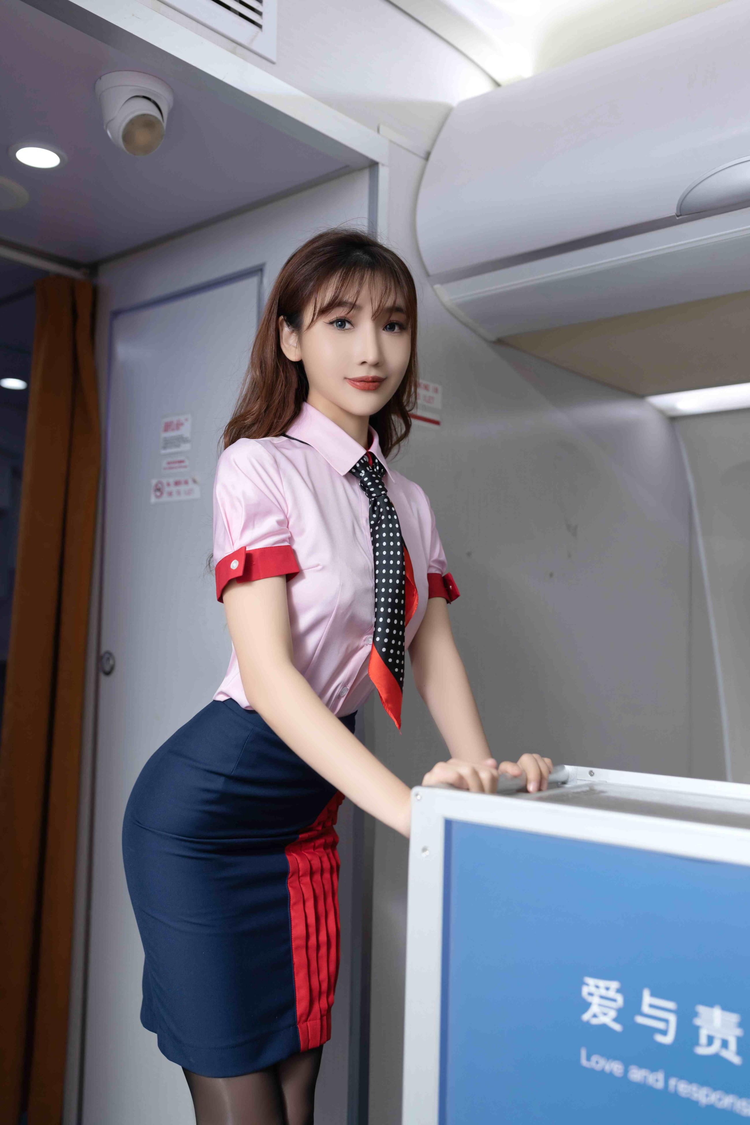陆萱萱 – 内购无水印 粉色空姐制服[91P-883M]-影音屋