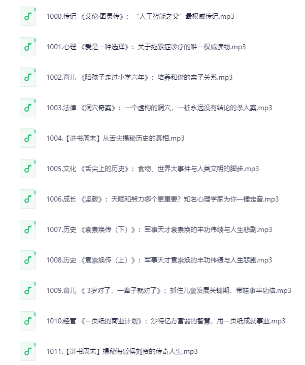 《喜马讲书》多领域精讲｜文学 历史 哲学名著（音频资源+知识付费+免费试听）1000-1499[MP3]-影音屋