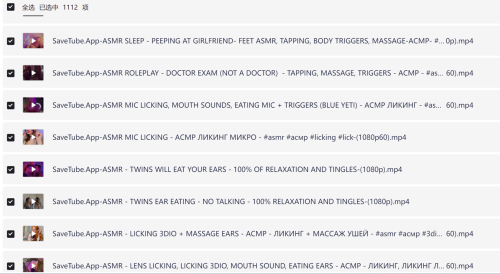 《历年收集的1000多个国内外高质量美女主播ASMR助眠哄睡视频合集》 持续更新[MP4][182.2G]-影音屋